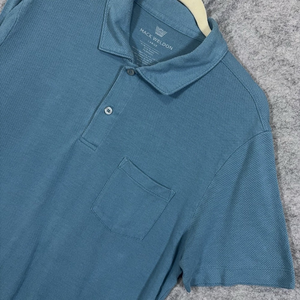 Mack Weldon Vesper Polo Mens Sz L Blue Breathable Mesh Lightweight
